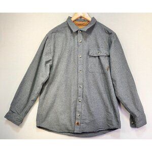 Legendary Whitetails Mens Buck Camp Flannel Shirt LG Gray Corduroy Collar Cuffs